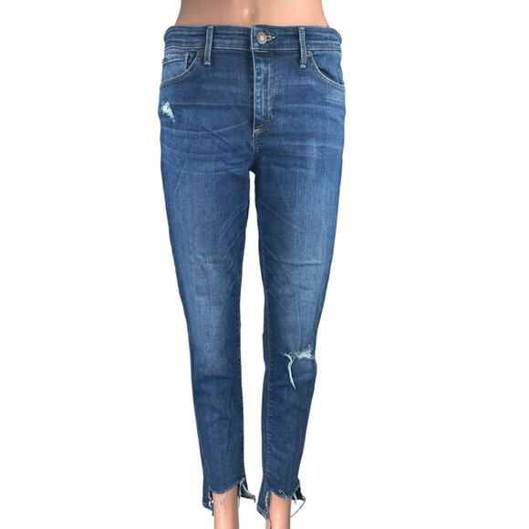 Lucky Brand Women's Blue Medium Wash Distressed Mid Rise Skinny Denim Jeans 30 - Picture 1 of 5
